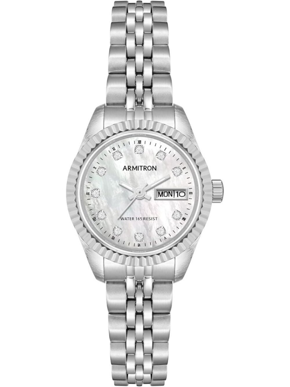 Armitron Women's All Silver Genuine Crystal Accented Bracelet Round Luxury Watch